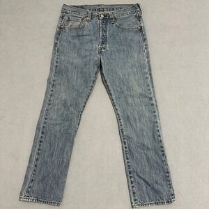 Levi's 501 Straight Leg Jeans Denim Mid-Rise Stretch Blue Mens Size W32 x L30